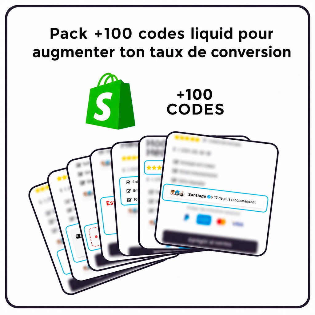 Pack plus de +100 codes Liquid pour shopify